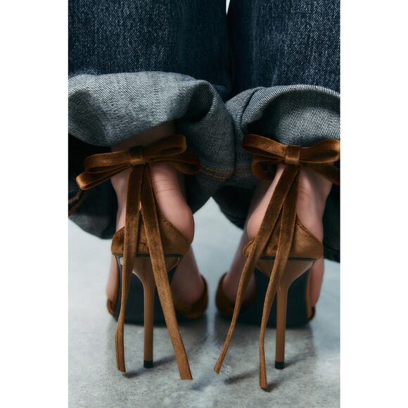 ZARA Ochre Bow Heels 🤎✨ NWT | Sizes 9 • 10 - Picture 13 of 16